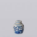 Blue and White Porcelain Mini Peony Floral Round Jar