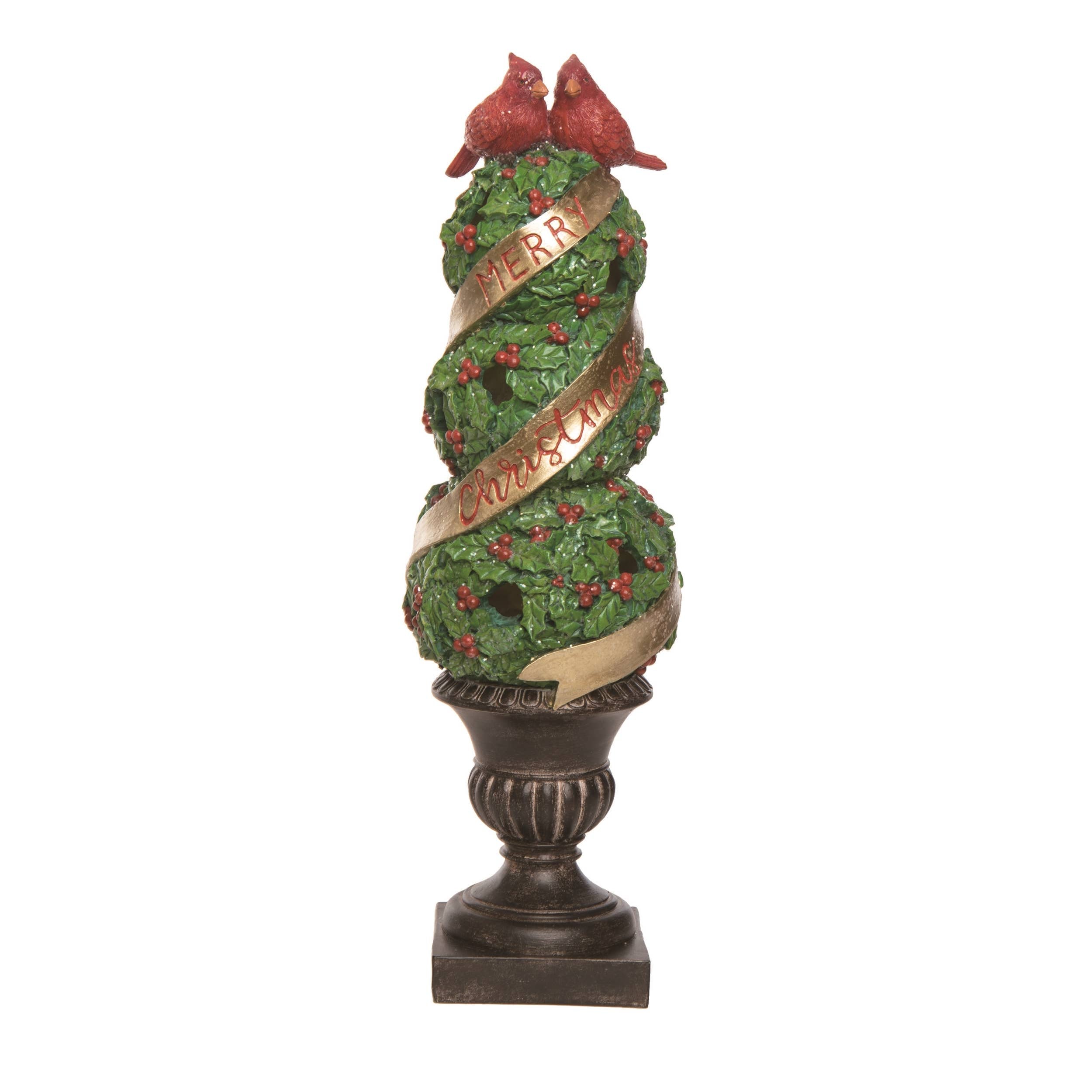 Christmas Resin Light Up Cardinal Topiary Decor