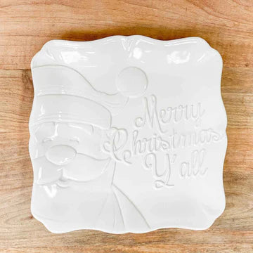Royal Standard Merry Christmas Y’all Embossed Square Platter White