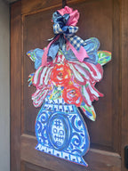 LARGE Designer Patriotic Florals in Ginger Jar Door Hanger