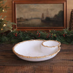 Vida Bamboo Large Chip & Dip (White & Tan)