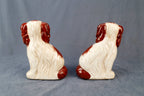 Staffordshire Dog Pair with Flower Baskets, Brown Finish