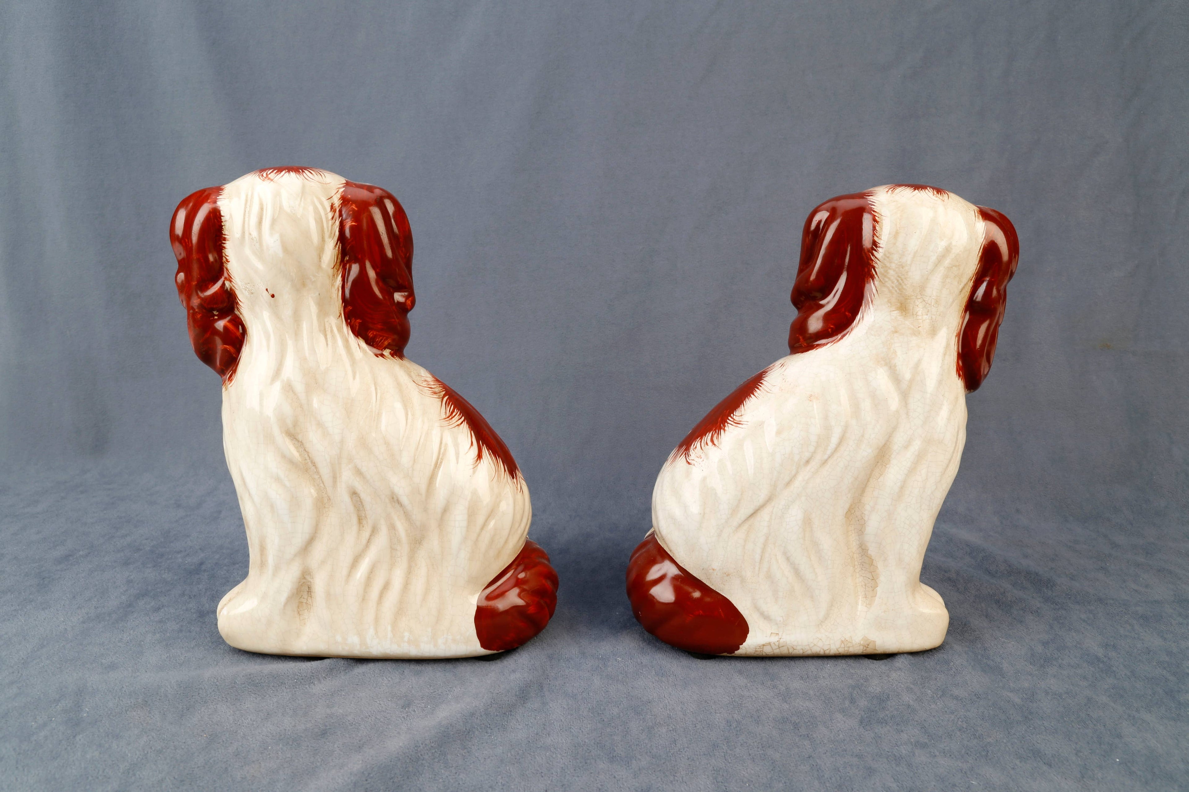 Staffordshire Dog Pair with Flower Baskets, Brown Finish