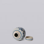 Blue and White Porcelain Mini Peony Floral Round Jar