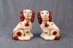 Staffordshire Dog Pair with Flower Baskets, Brown Finish