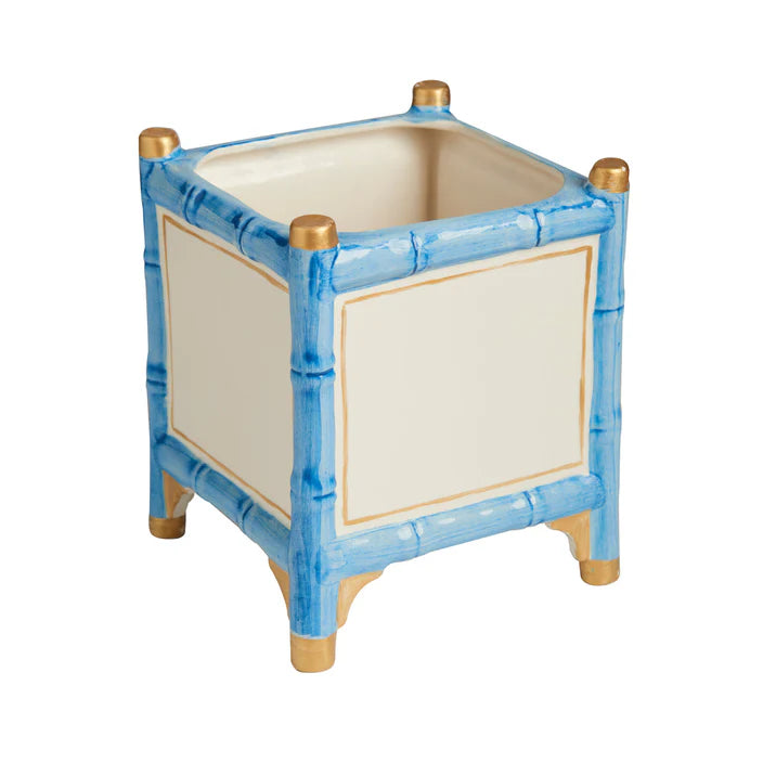 Small Bamboo Cachepot Blue and White