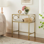 Gretna Rectangular Antique Gold Metal and Glass Accent Table
