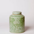 Country Peony Green and White Porcelain Canister
