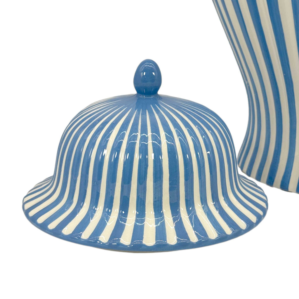 Blue & White Candy Cane Striped Ceramic Vase 18"