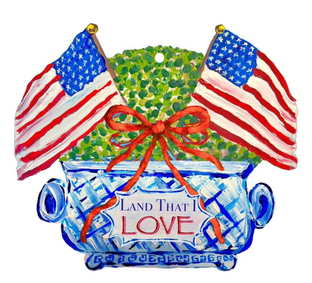 LARGE Designer American Topiary Land that I Love Door Hanger