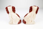 Staffordshire Dog Pair with Flower Baskets, Brown Finish
