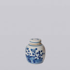 Blue and White Porcelain Mini Peony Floral Round Jar