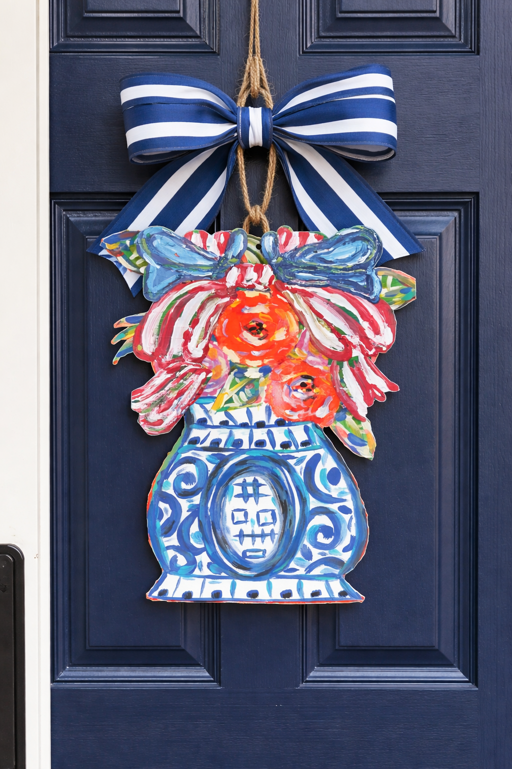 LARGE Designer Patriotic Florals in Ginger Jar Door Hanger