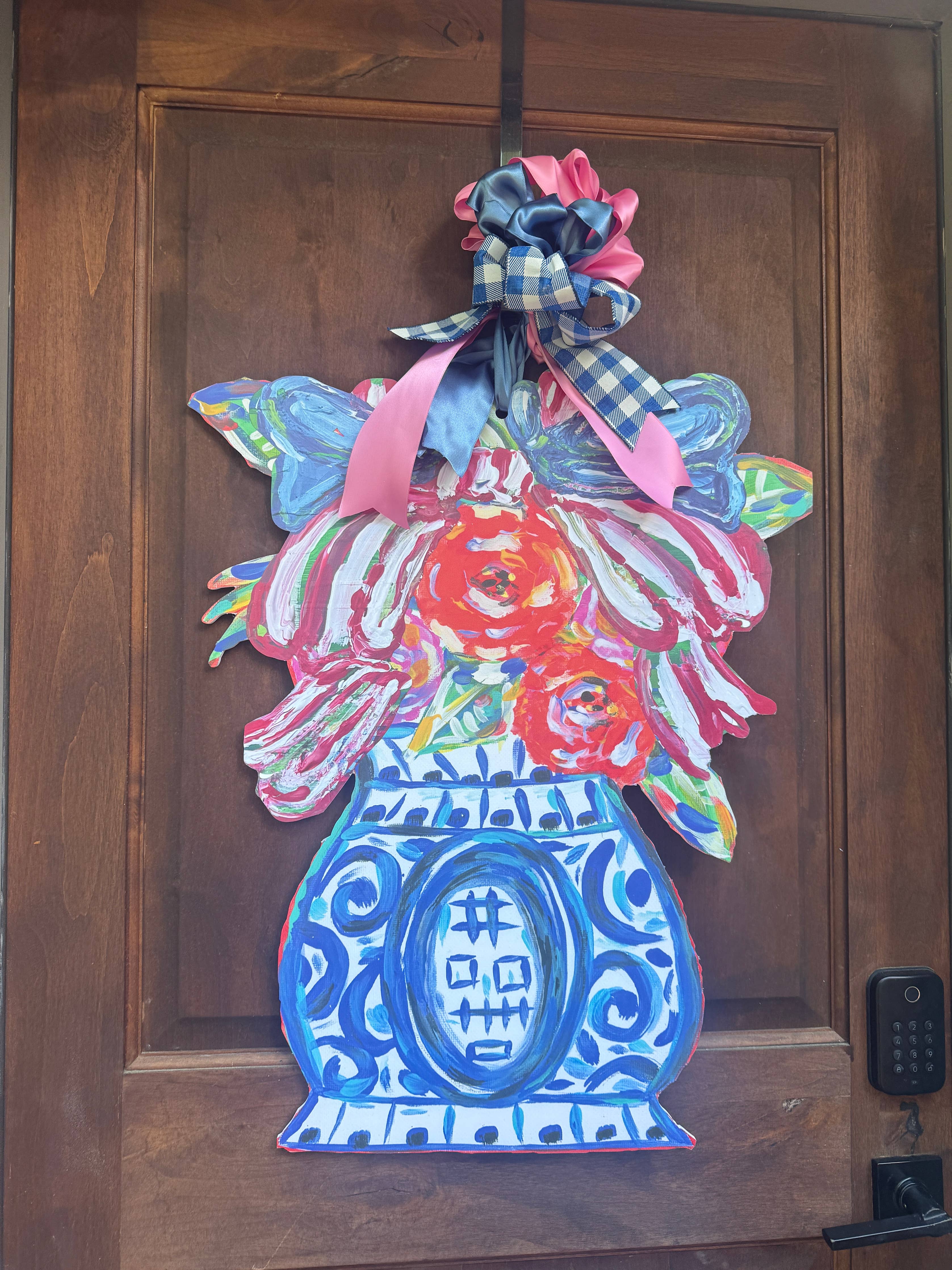 LARGE Designer Patriotic Florals in Ginger Jar Door Hanger