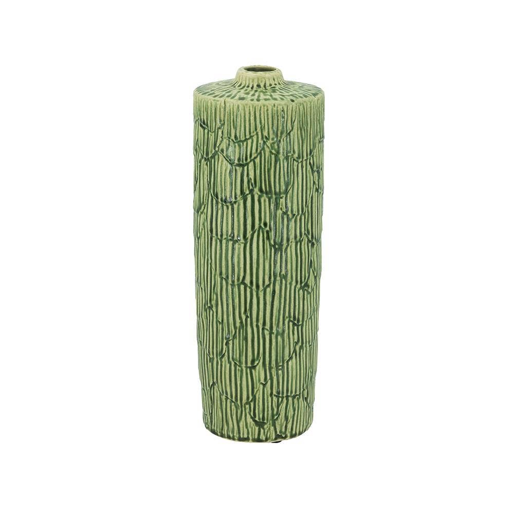 D4.5x14" Decorative Ceramic Flower Vase - Green
