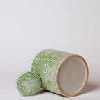 Country Peony Green and White Porcelain Canister