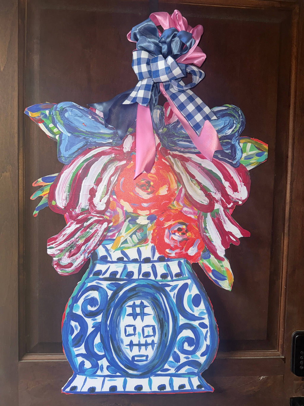 LARGE Designer Patriotic Florals in Ginger Jar Door Hanger
