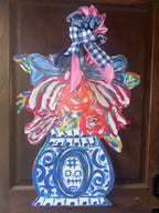 LARGE Designer Patriotic Florals in Ginger Jar Door Hanger