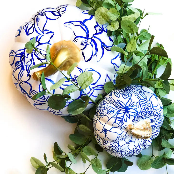 BLUE & WHITE MAGNOLIA PUMPKIN (LARGE)