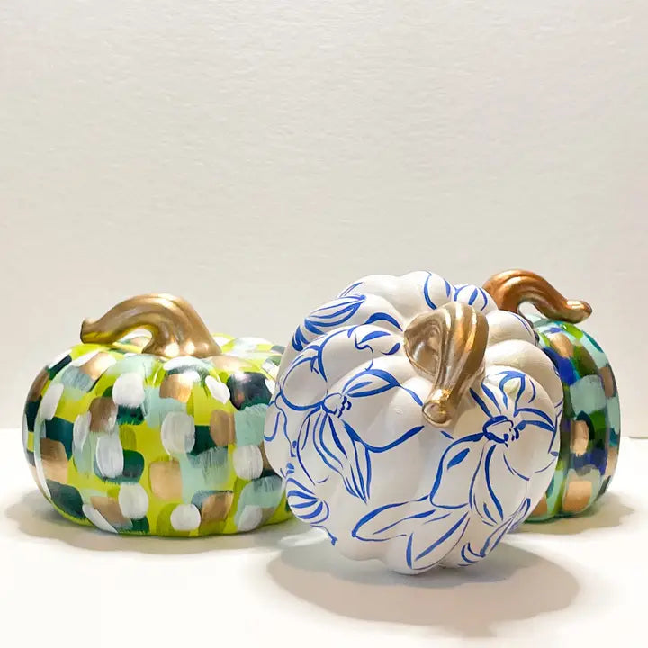 BLUE/GREEN ABSTRACT PUMPKIN (SMALL)
