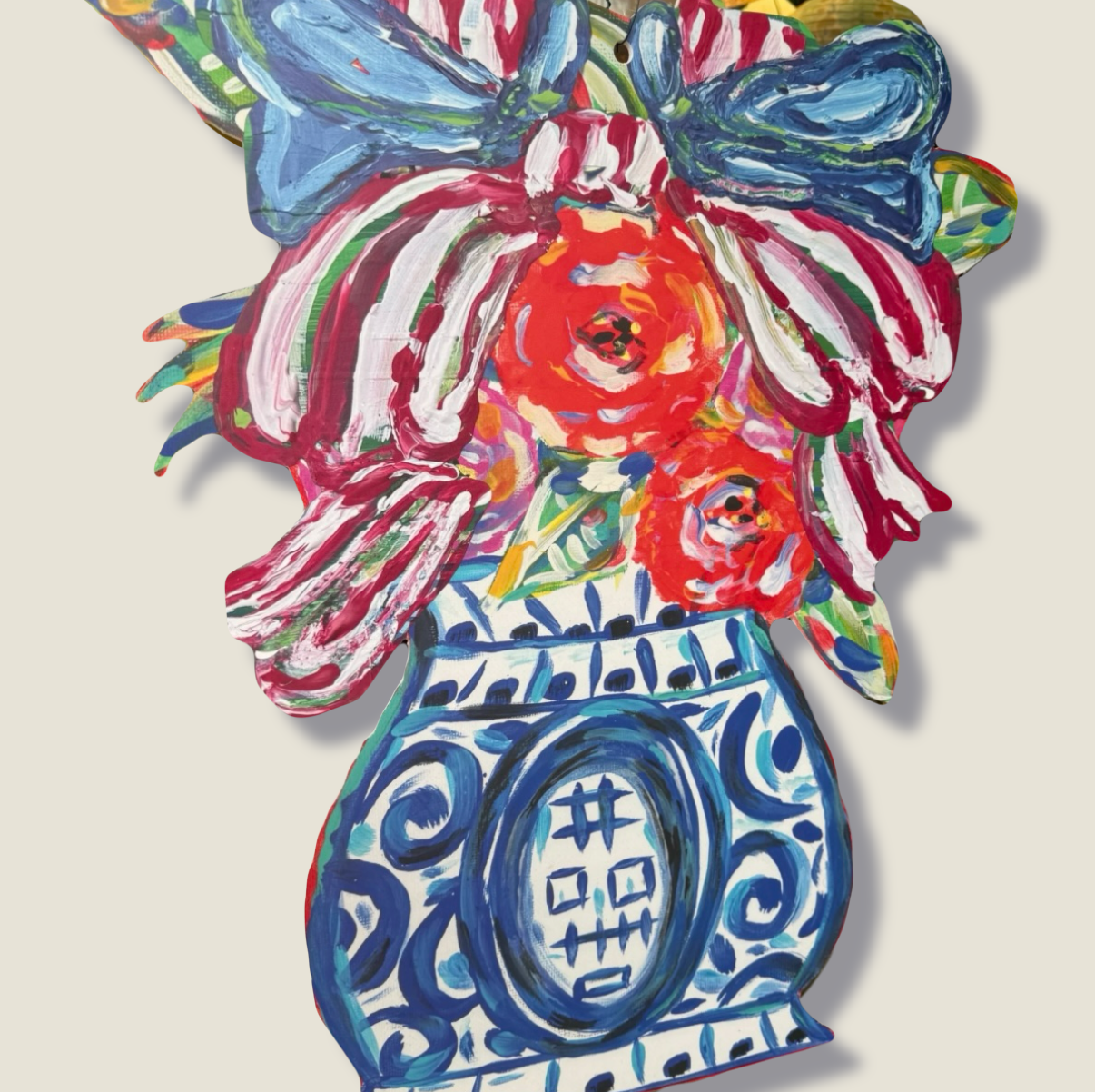 LARGE Designer Patriotic Florals in Ginger Jar Door Hanger