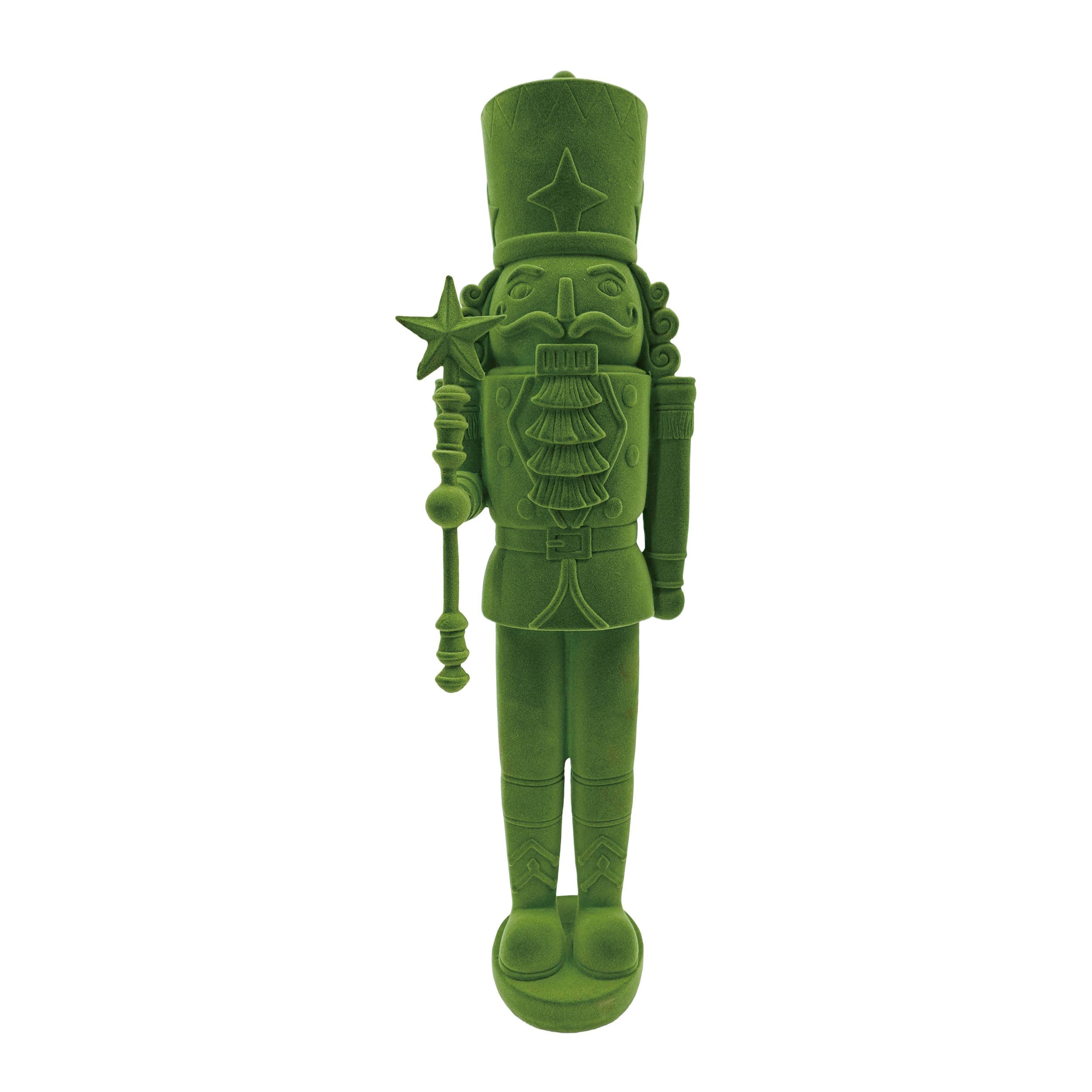Green Flocked Resin Nutcracker Decor for Christmas