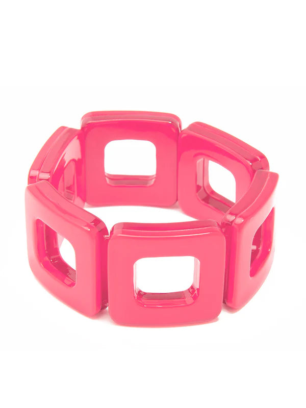 Zenzii Resin Square Bracelet Neon Pink