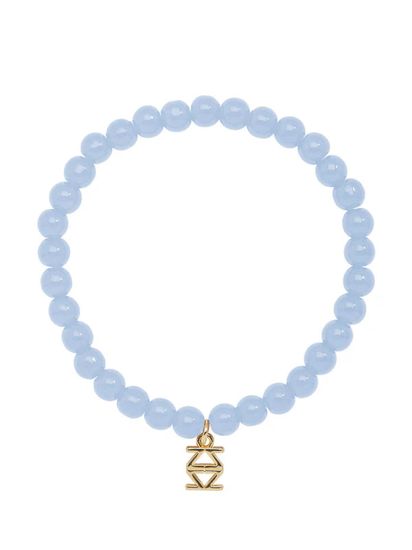 Zenzii Glass Bead Stretch Bracelet Light Blue