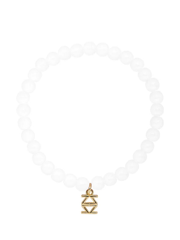 Zenzii Glass Bead Stretch Bracelet White