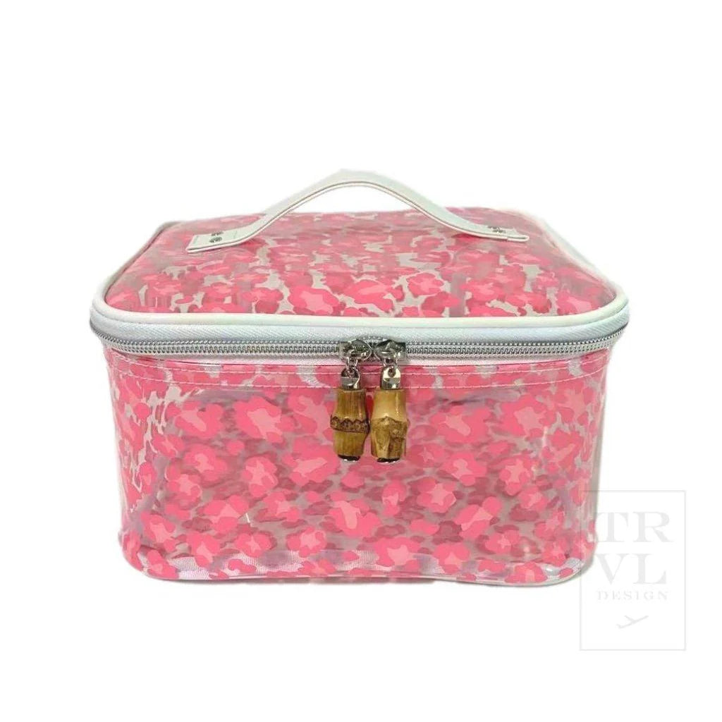 TRVL Head Case 2 pc set Cheetah Pink Clear