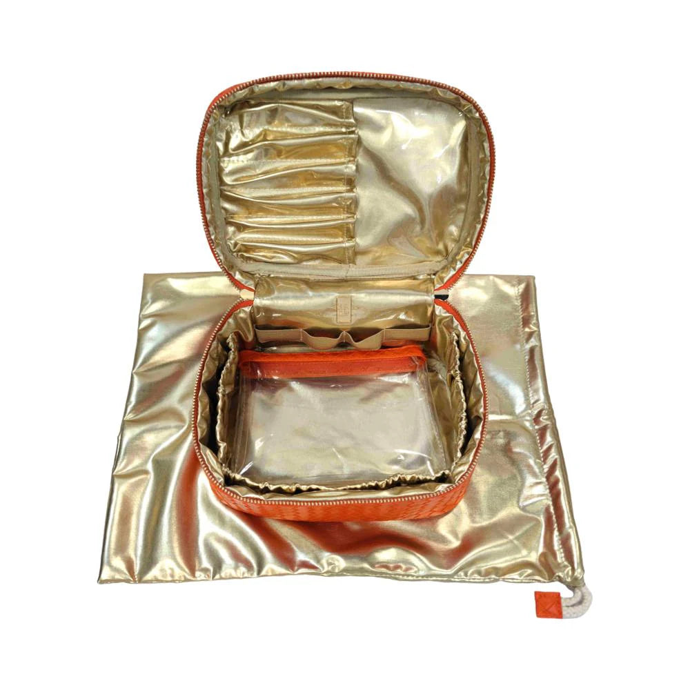 TRVL Luxe Train Case Woven Papaya