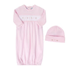 Baby Girl Smocked Flower Gown and Hat