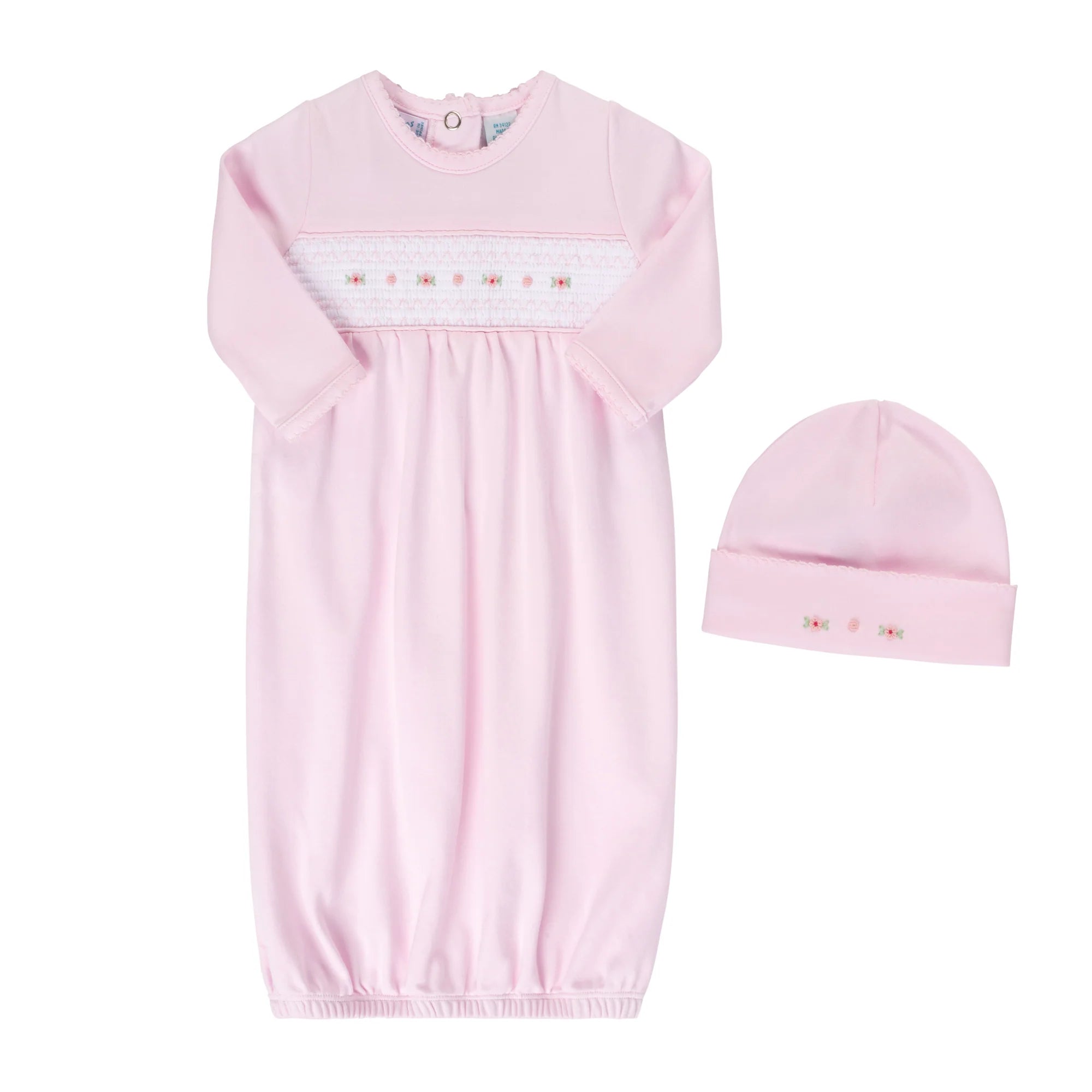 Baby Girl Smocked Flower Gown and Hat