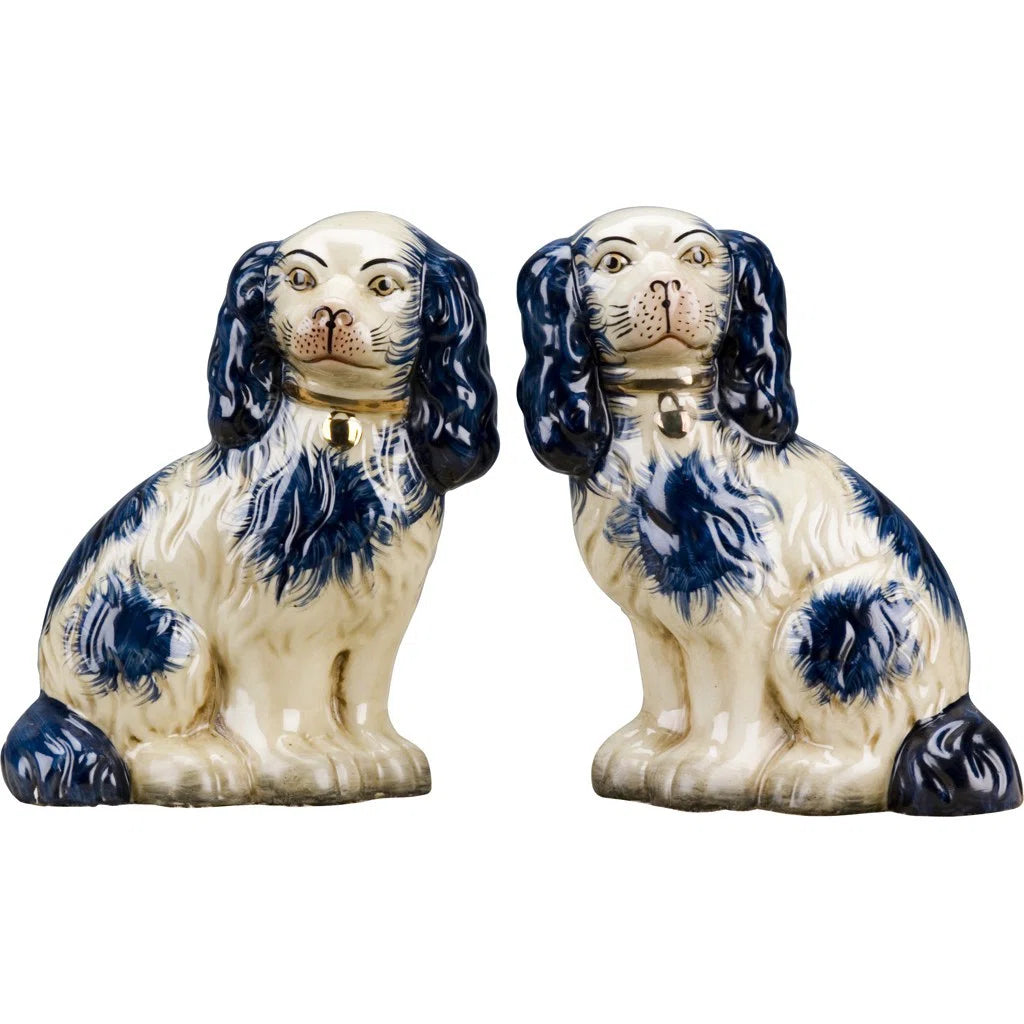 Small Navy Staffordshire Dogs Set of 2