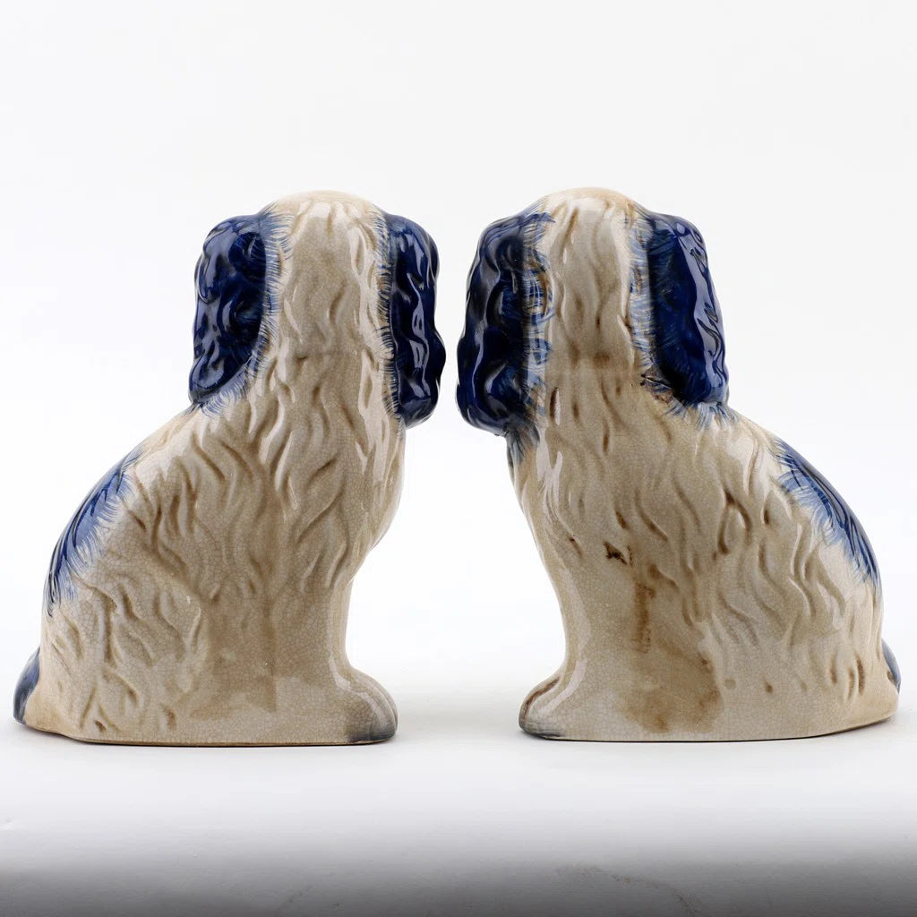 Small Navy Staffordshire Dogs Set of 2