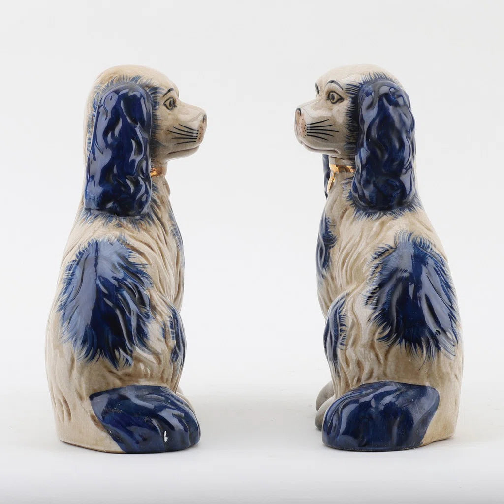 Small Navy Staffordshire Dogs Set of 2