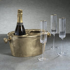 Raw Aluminum Two Bottle Wine Holder-Gold