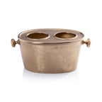 Raw Aluminum Two Bottle Wine Holder-Gold