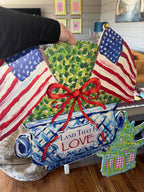 LARGE Designer American Topiary Land that I Love Door Hanger