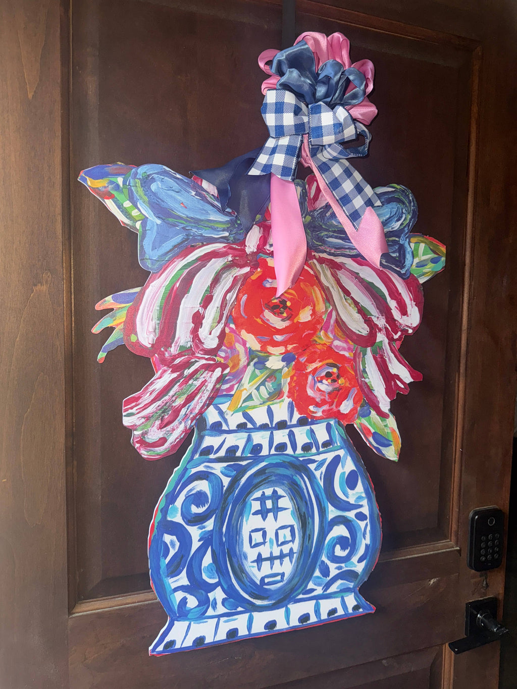 LARGE Designer Patriotic Florals in Ginger Jar Door Hanger