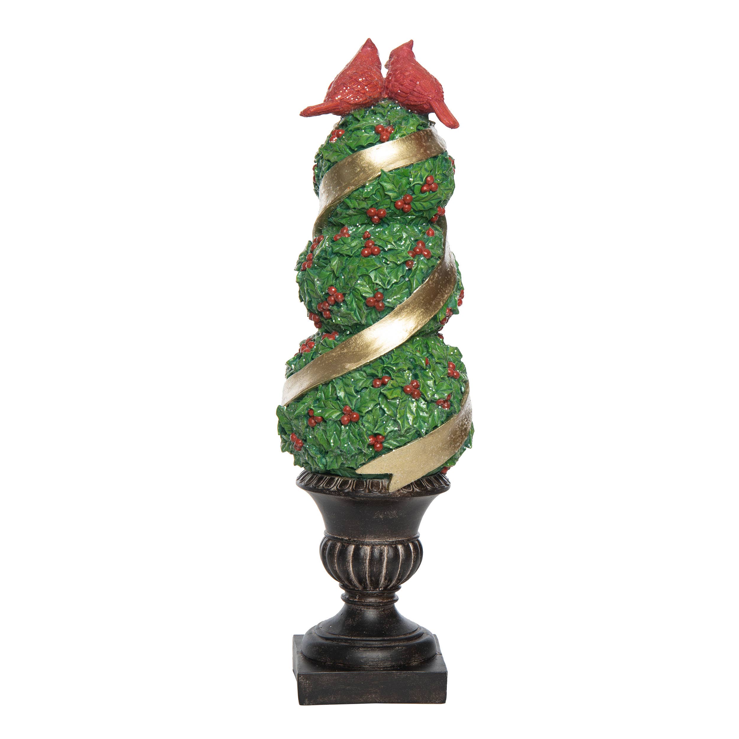 Christmas Resin Light Up Cardinal Topiary Decor