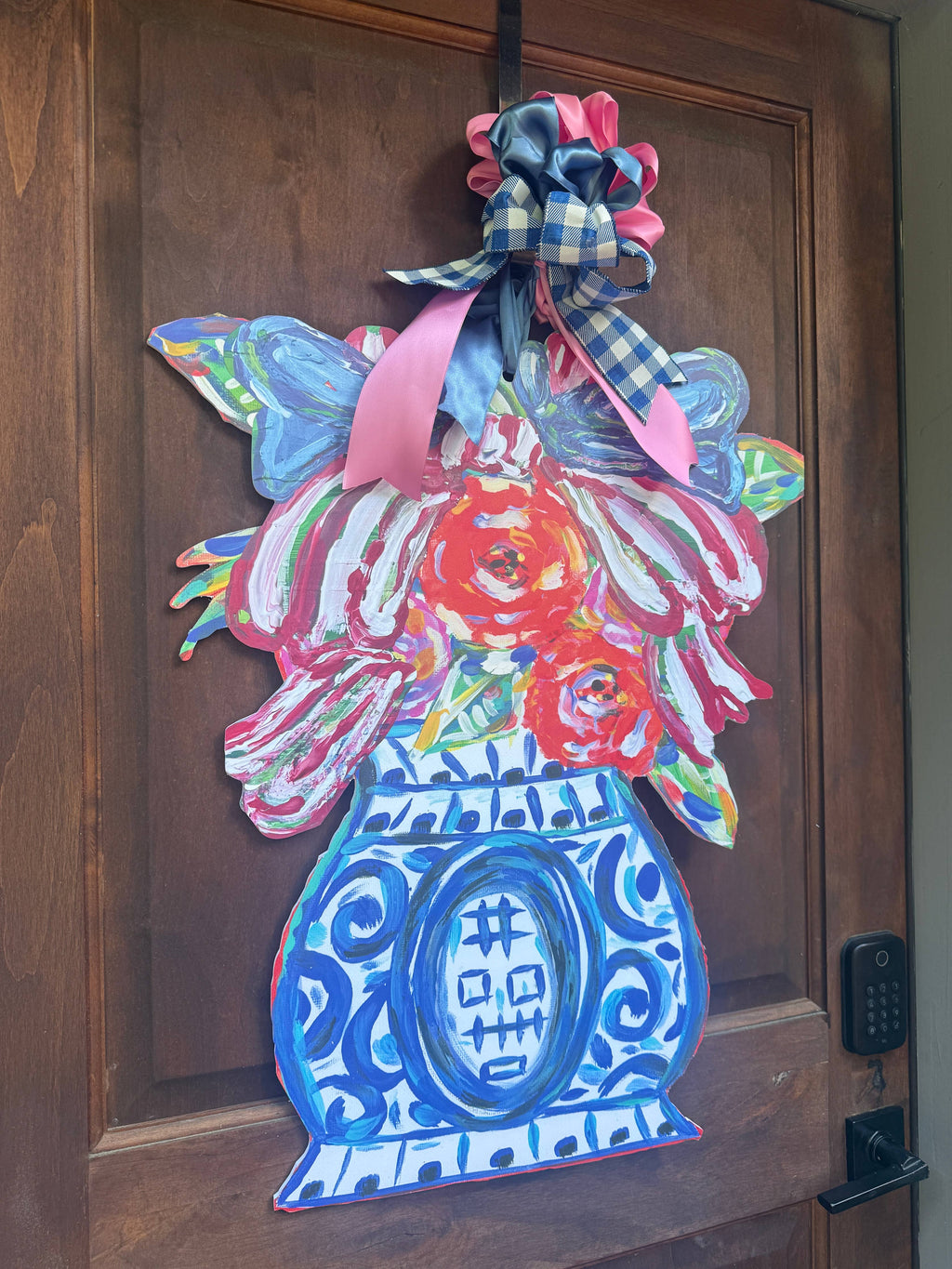 LARGE Designer Patriotic Florals in Ginger Jar Door Hanger
