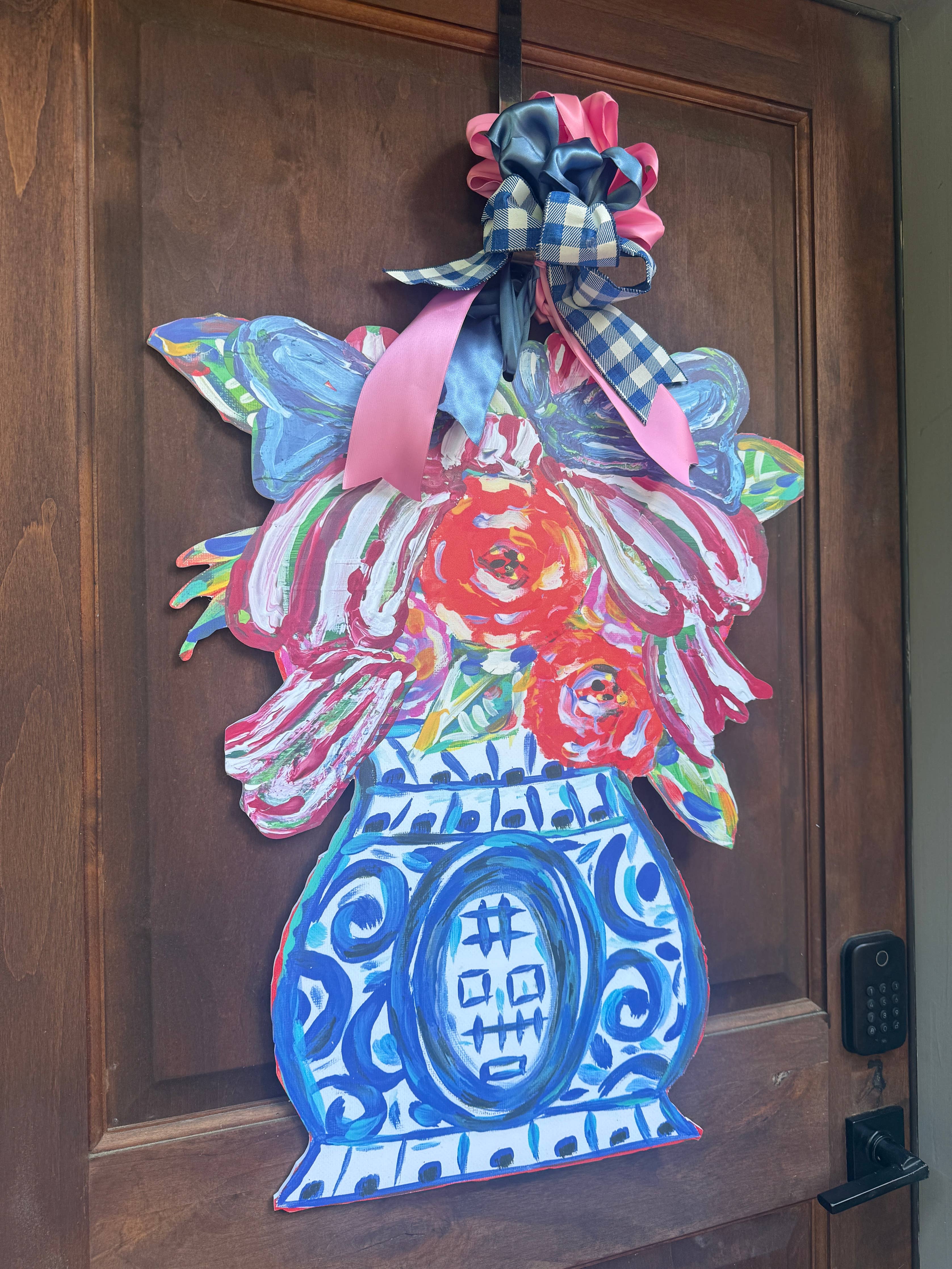 LARGE Designer Patriotic Florals in Ginger Jar Door Hanger