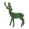 Green Resin Flock Deer Figurine Christmas Tabletop Decor