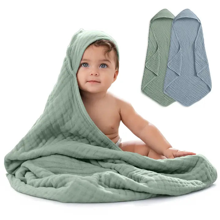 Hooded Baby Towel Pacific Blue & Fern Pack of 2