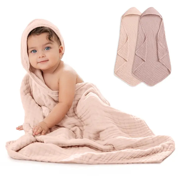 Hooded Baby Towel Mauve & Blush Pack of 2