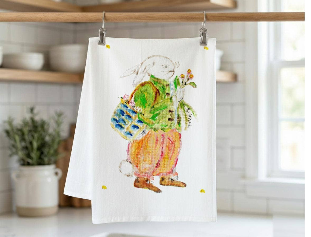 Hippity Hop w/Blue Basket Kitchen Towel