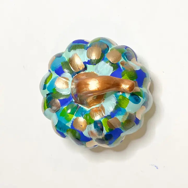 BLUE/GREEN ABSTRACT PUMPKIN (SMALL)