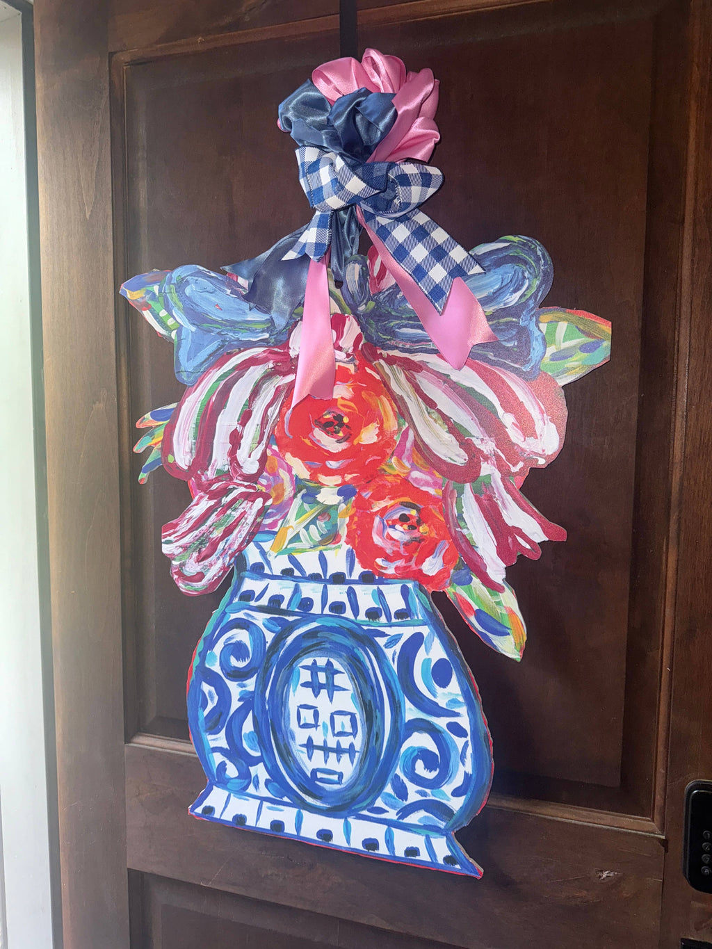 LARGE Designer Patriotic Florals in Ginger Jar Door Hanger