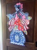 LARGE Designer Patriotic Florals in Ginger Jar Door Hanger